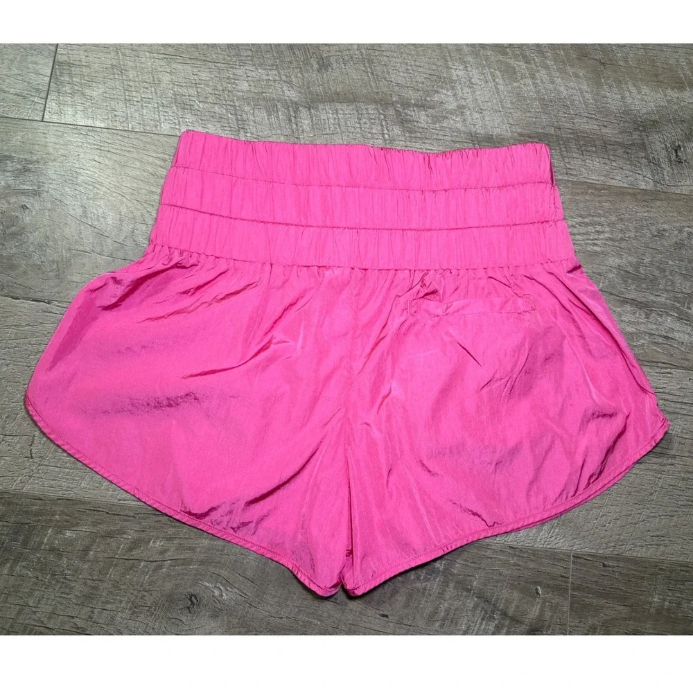 Shein Hot Pink Smocked High Waist Running Shorts XS - Picture 2 of 7